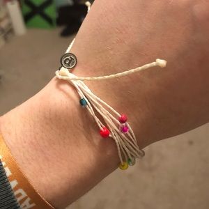 White Pura Vida with Rainbow Beads 🌈